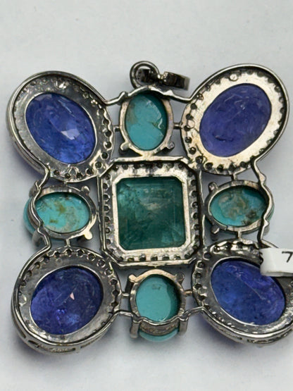 Stone Silver Pave Diamond Pendant