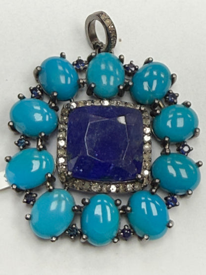 Stone Silver Pave Diamond Pendant