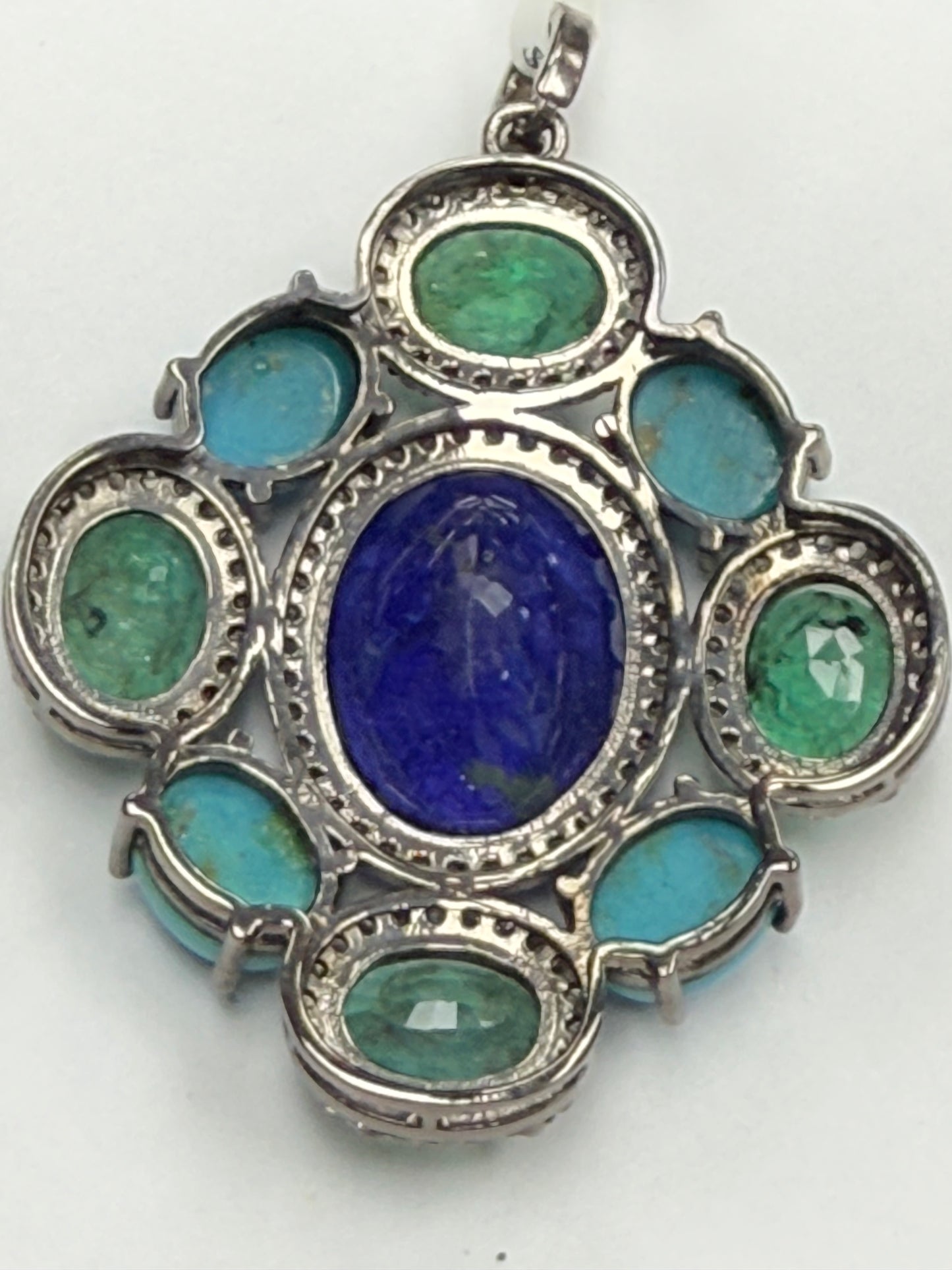 Stone Silver Pave Diamond Pendant