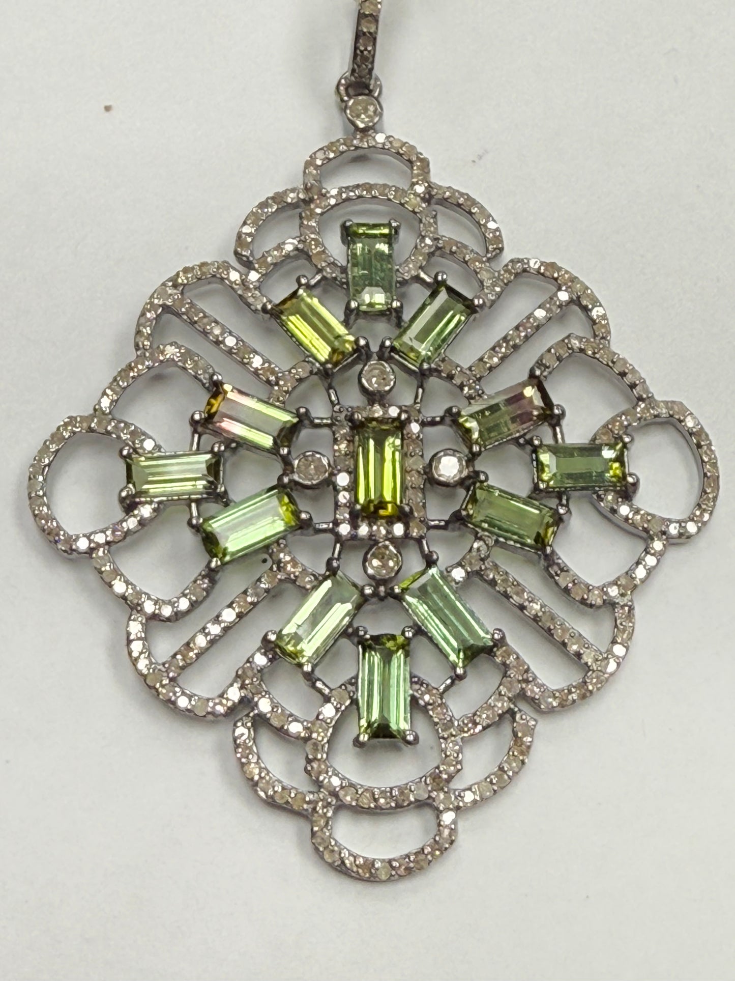 Stone Silver Pave Diamond Pendant