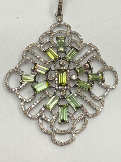 Stone Silver Pave Diamond Pendant