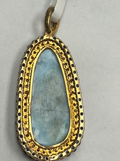 Larimar Sapphire Diamond Pendant