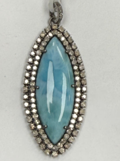 Larimar Marquise Diamond Pendant