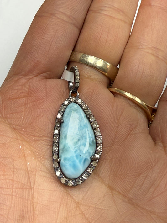 Larimar Diamond Pendant