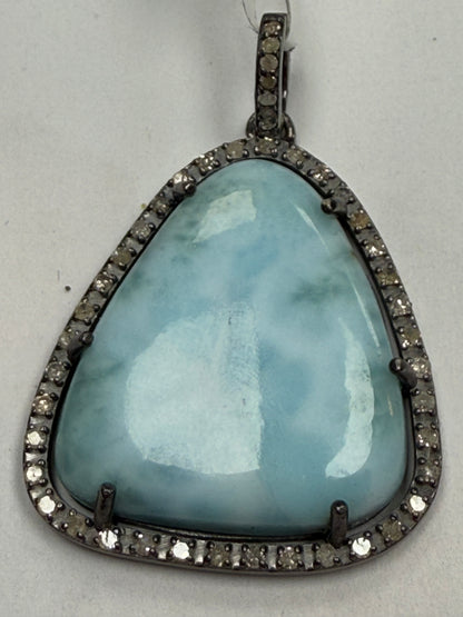 Larimar Diamond Pendant