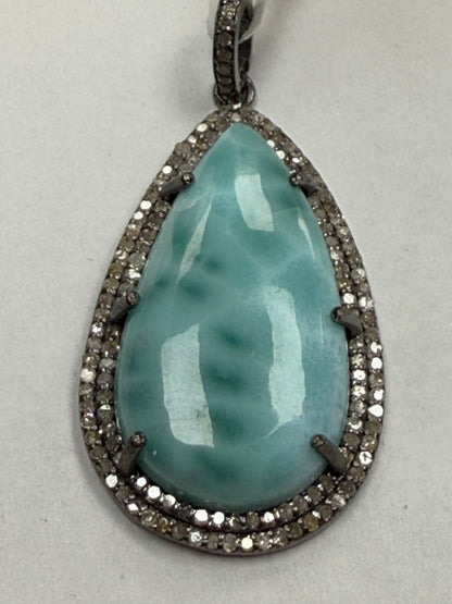 Larimar Diamond Pendant
