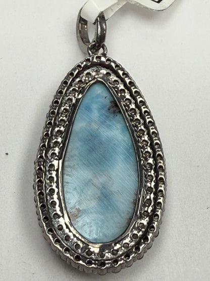 Larimar Diamond Pendant