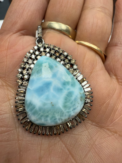 Larimar Diamond Pendant