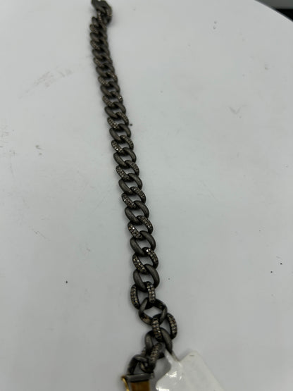 Sterling Silver Link  Diamond Designer Bracelet