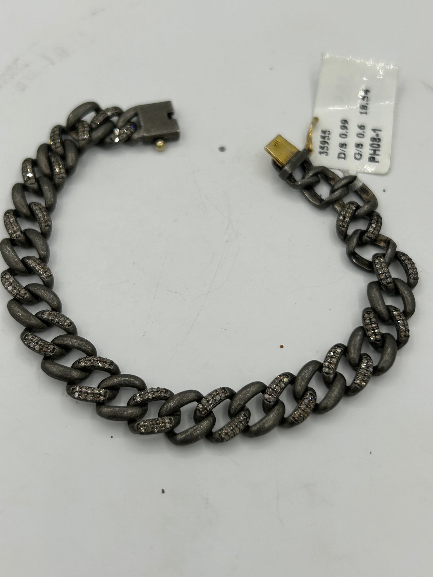 Sterling Silver Link  Diamond Designer Bracelet