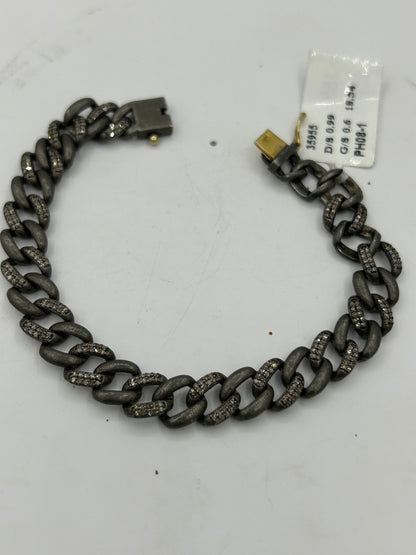 Sterling Silver Link  Diamond Designer Bracelet