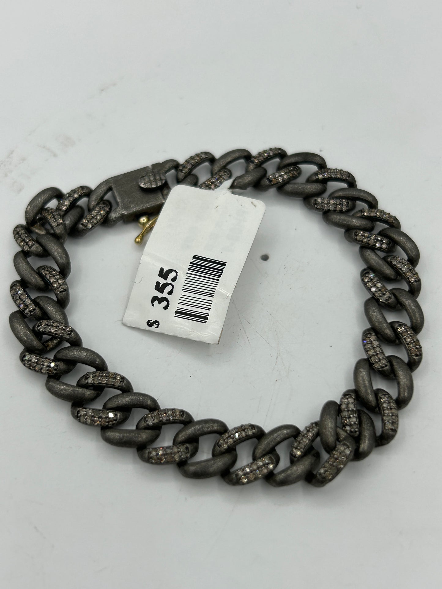 Sterling Silver Link  Diamond Designer Bracelet