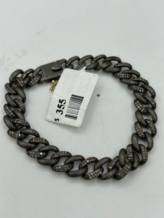 Sterling Silver Link  Diamond Designer Bracelet