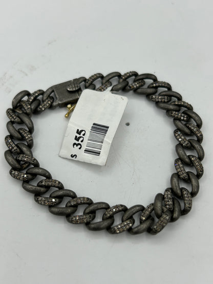 Sterling Silver Link  Diamond Designer Bracelet