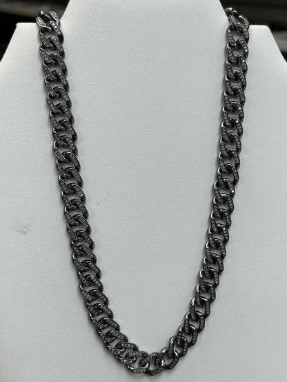 Sterling Silver Link Diamond Necklace