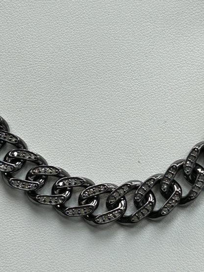 Sterling Silver Link Diamond Necklace