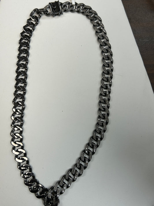 Sterling Silver Link Diamond Necklace