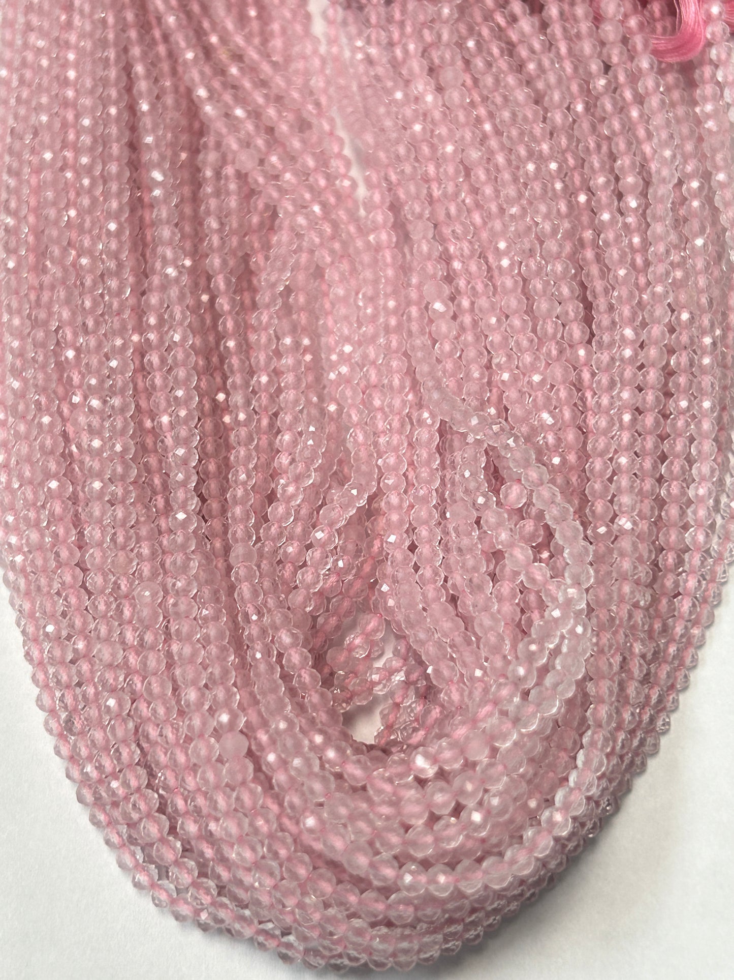 Quartz, ROSEQUARTZ QUARTZ BEADS ROUND FACETED 3-4MM