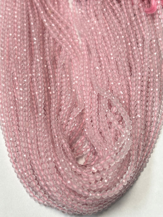 Quartz, ROSEQUARTZ QUARTZ BEADS ROUND FACETED 3-4MM