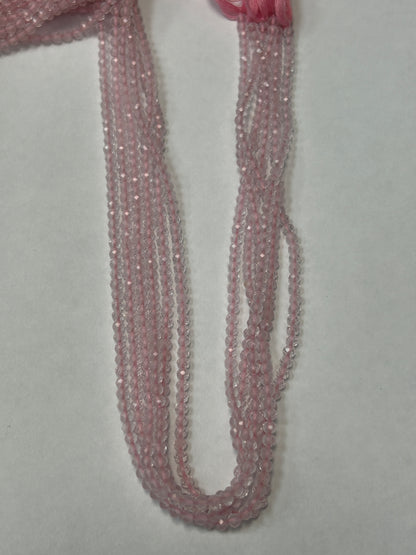 Quartz, ROSEQUARTZ QUARTZ BEADS ROUND FACETED 3-4MM