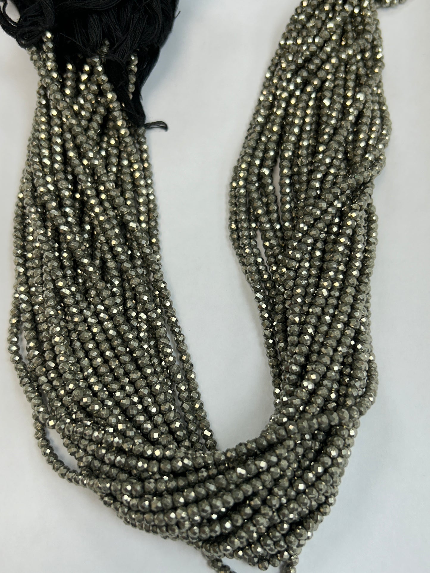 PYRITE NATURAL BEADS ROUND FACETED 3-4MM