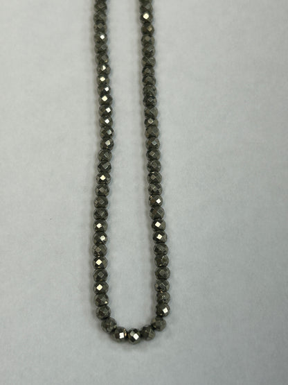 PYRITE NATURAL BEADS ROUND FACETED 3-4MM