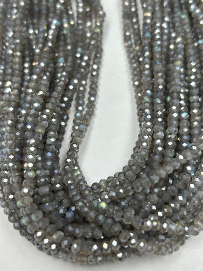 LABRADORITE COATED BEADS ROUND FACETED 3-4MM