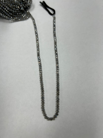 LABRADORITE COATED BEADS ROUND FACETED 3-4MM