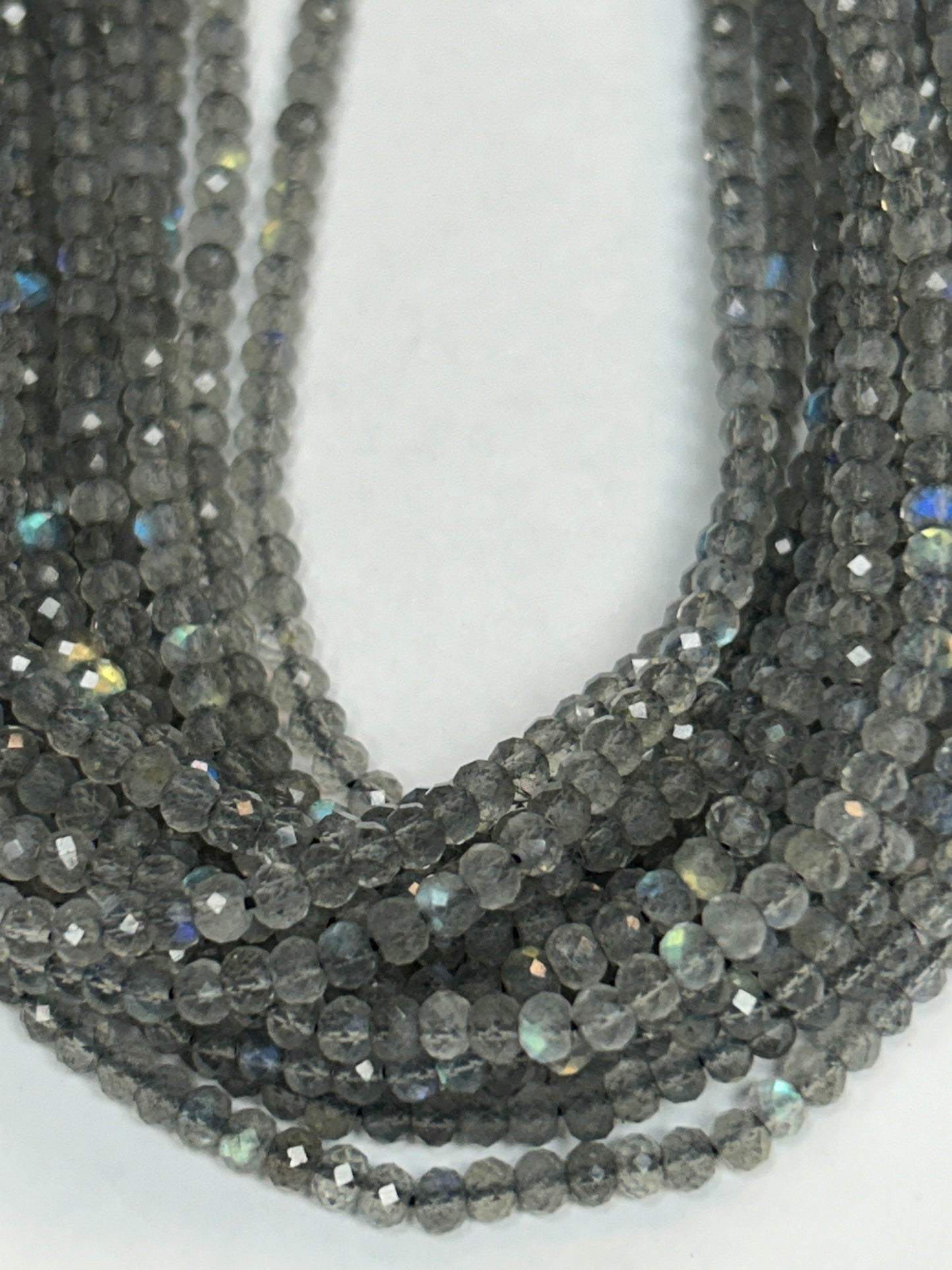 LABRADORITE BEADS ROUNDELLE FACETED 3-4MM