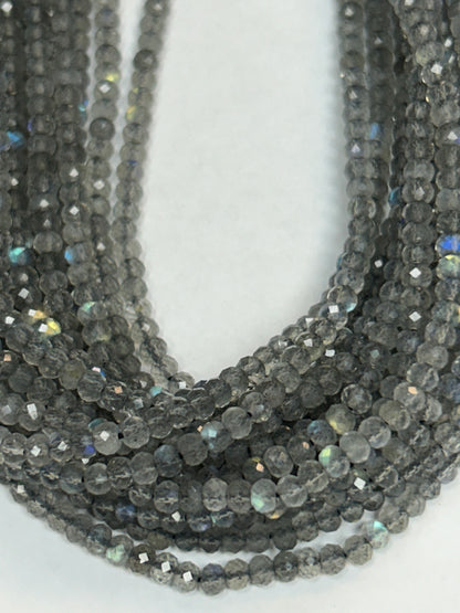 LABRADORITE BEADS ROUNDELLE FACETED 3-4MM