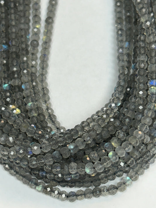 LABRADORITE BEADS ROUNDELLE FACETED 3-4MM