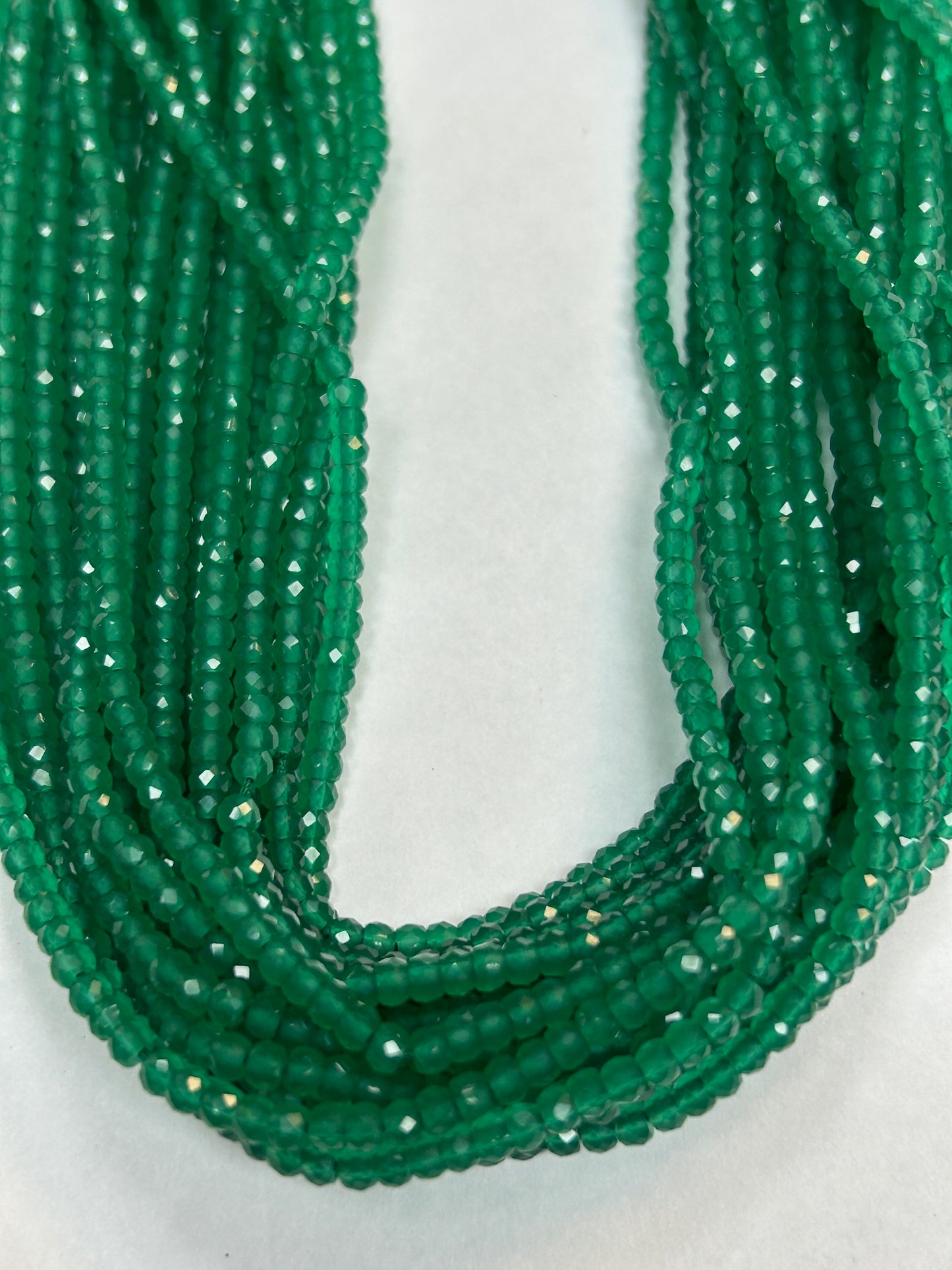 Onyx, GREEN ONYX BEADS ROUND FACETED 3-4MM