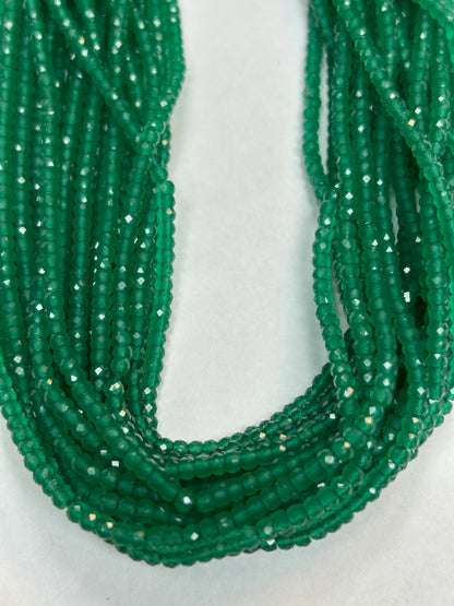 Onyx, GREEN ONYX BEADS ROUND FACETED 3-4MM
