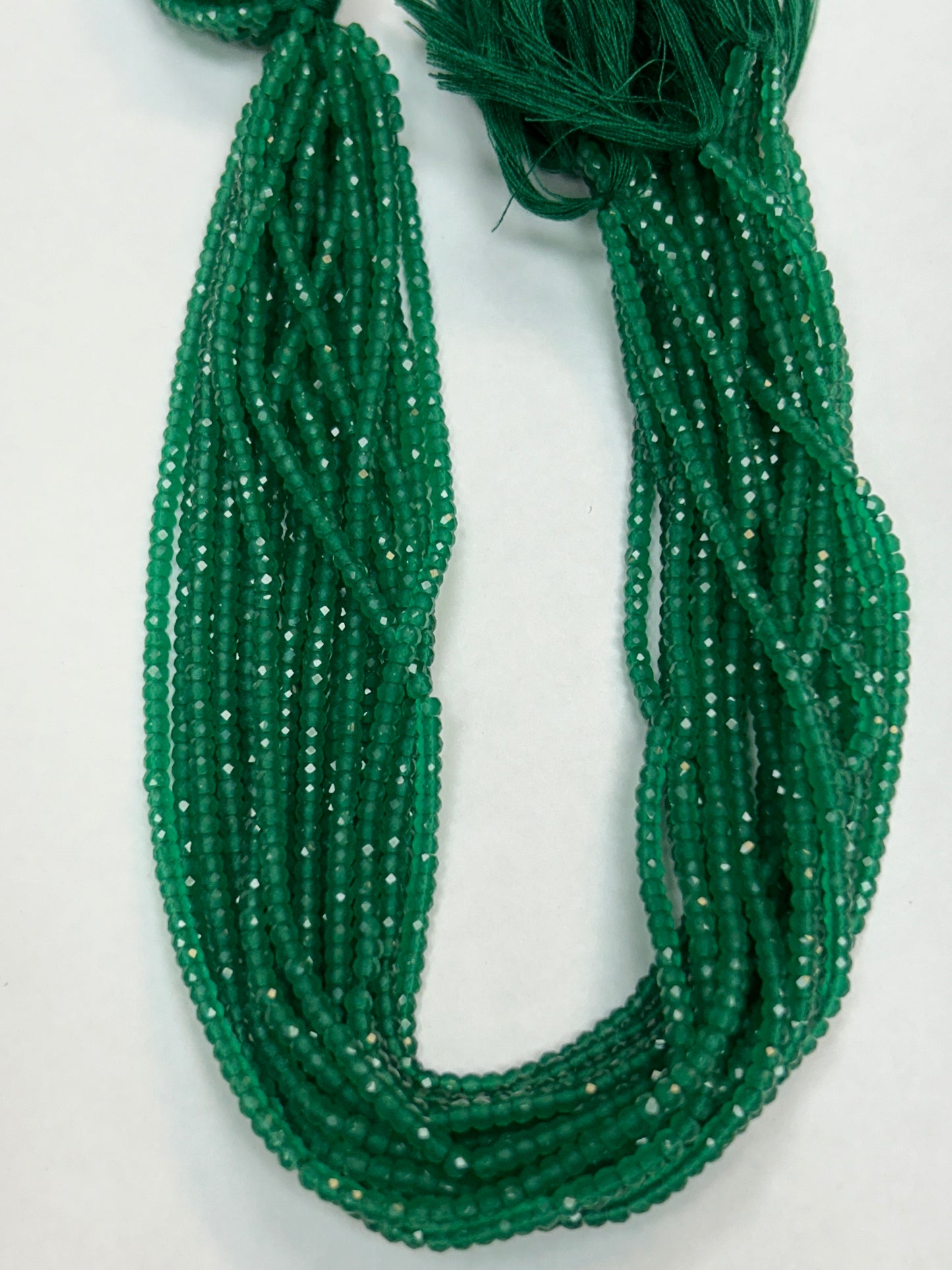 Onyx, GREEN ONYX BEADS ROUND FACETED 3-4MM