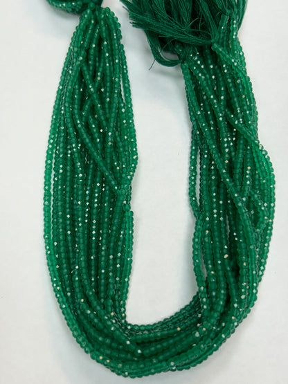 Onyx, GREEN ONYX BEADS ROUND FACETED 3-4MM