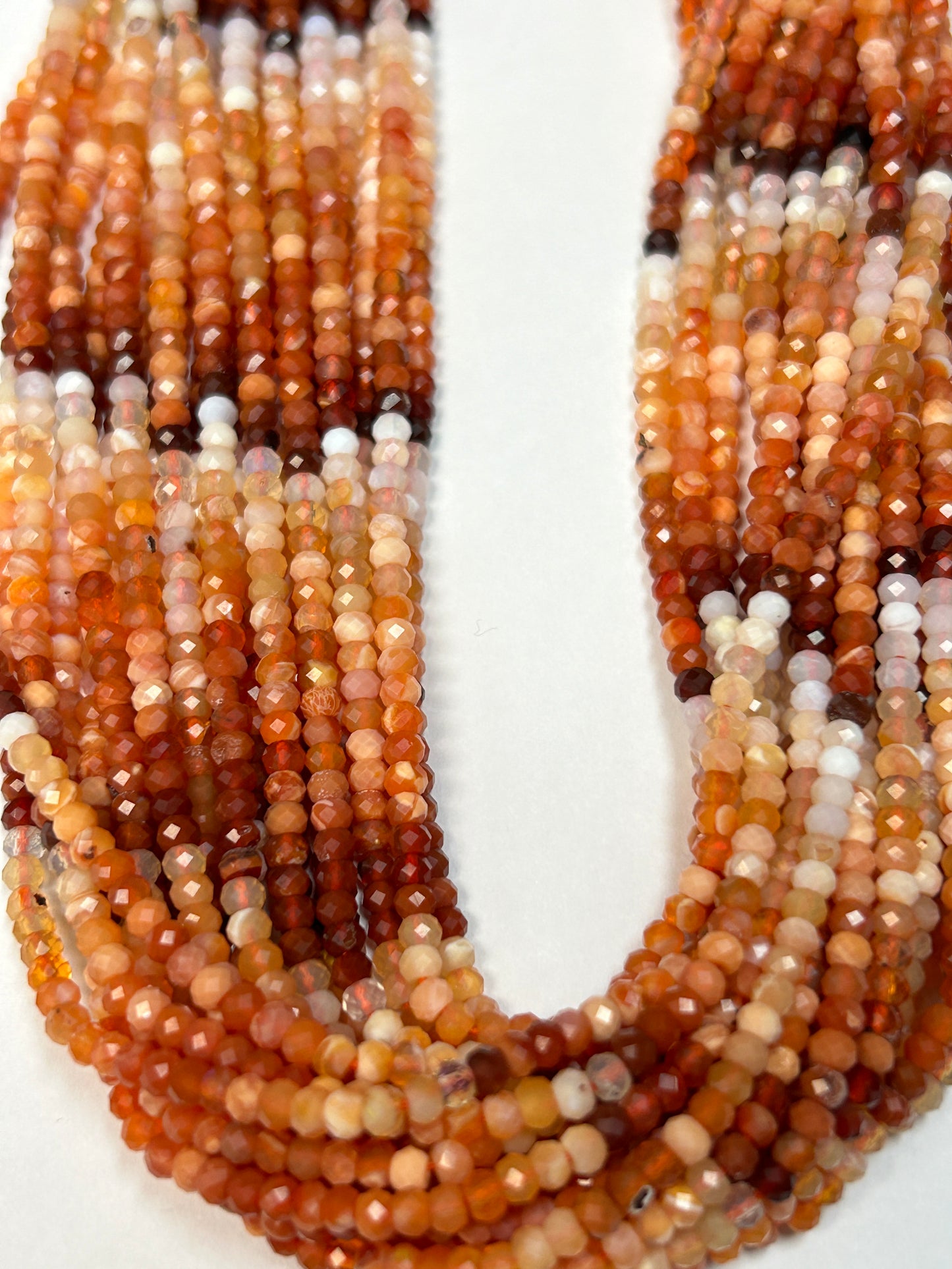Opal, Fire Opal Faceted Round 3-4mm