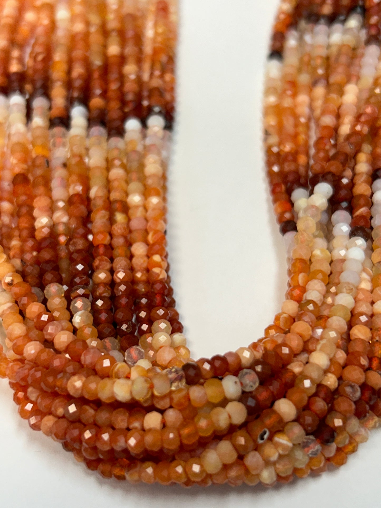 Opal, Fire Opal Faceted Round 3-4mm