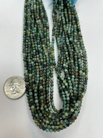Turquoise Natural Round Faceted 3-4mm