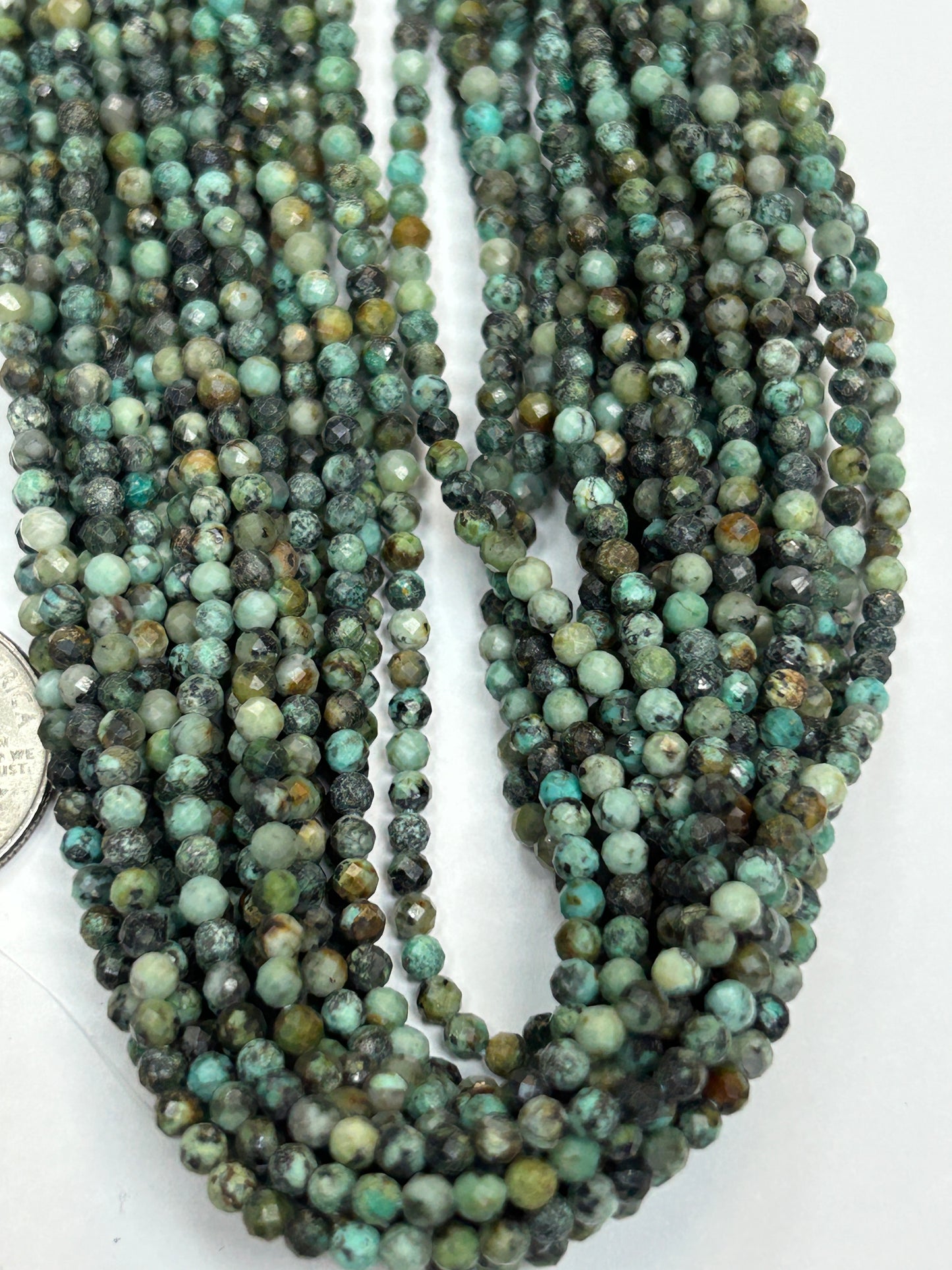 Turquoise Natural Round Faceted 3-4mm