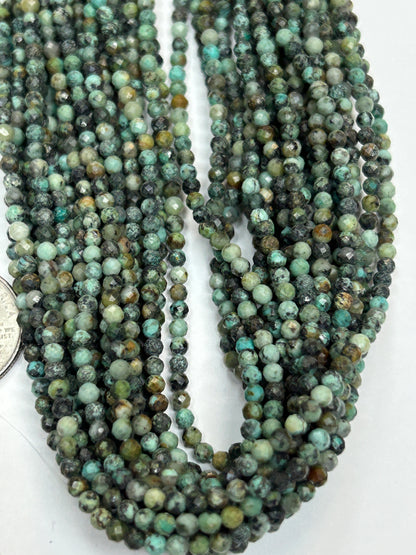 Turquoise Natural Round Faceted 3-4mm