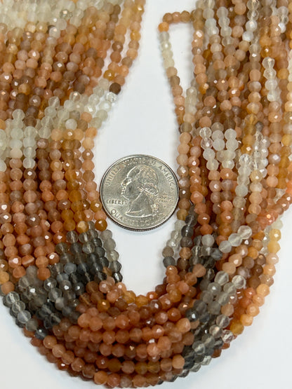 Moonstone, Multi Moonstone Faceted 3-4mm