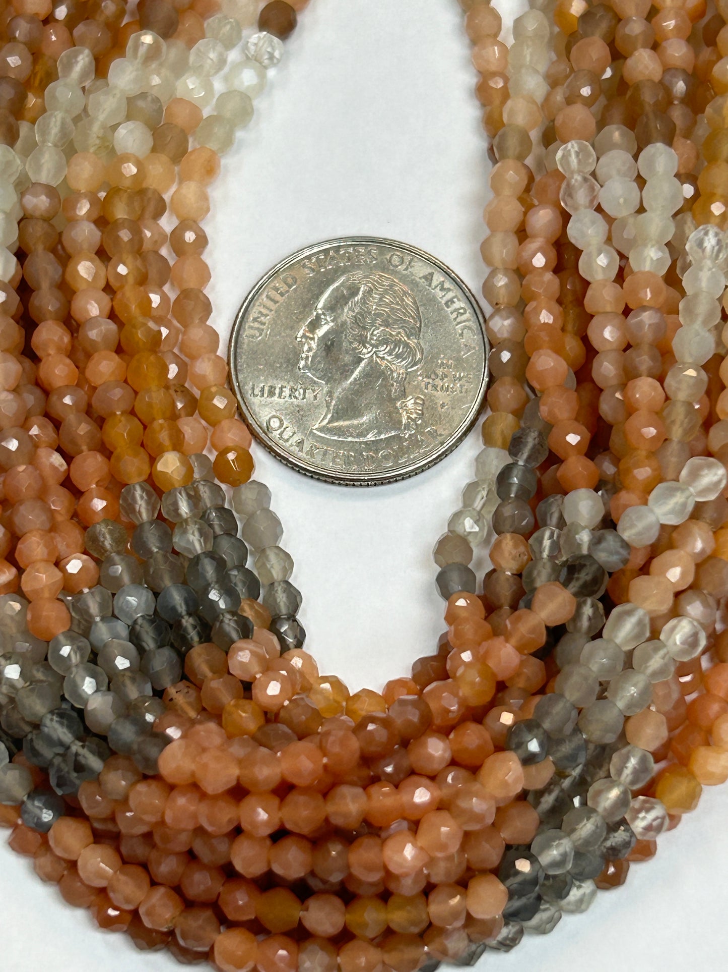 Moonstone, Multi Moonstone Faceted 3-4mm
