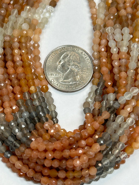 Moonstone, Multi Moonstone Faceted 3-4mm