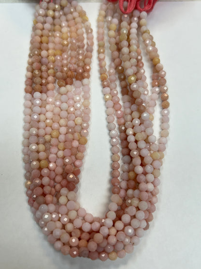 Opal, PINK OPAL BEADS ROUND FACETED 3-4MM