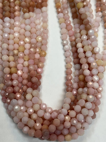 Opal, PINK OPAL BEADS ROUND FACETED 3-4MM