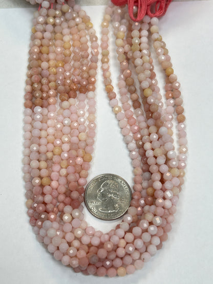 Opal, PINK OPAL BEADS ROUND FACETED 3-4MM