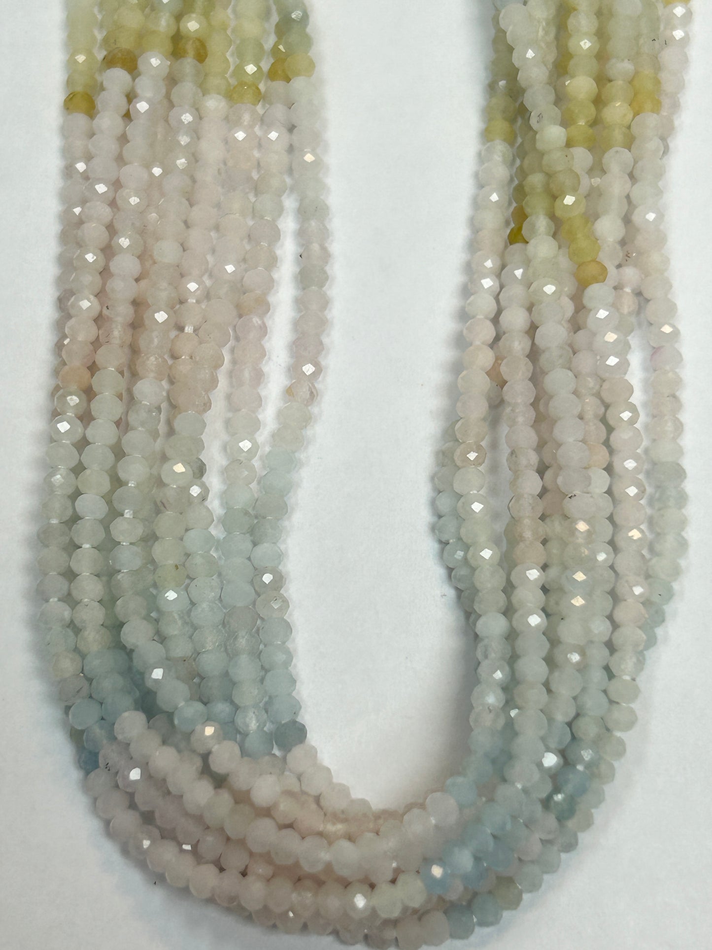 Aquamarine, Multi Aqumarine Faceted Roundelle 3-4mm