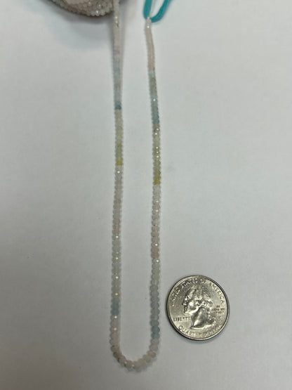 Aquamarine, Multi Aqumarine Faceted Roundelle 3-4mm