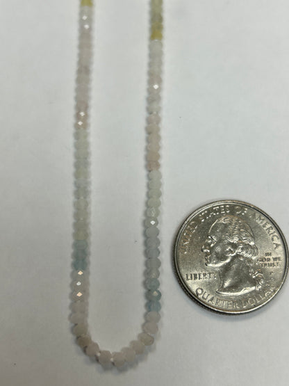 Aquamarine, Multi Aqumarine Faceted Roundelle 3-4mm