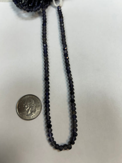 Iolite Natural Faceted Roundelle 3-4mm